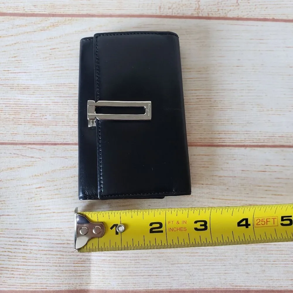 Authentic Salvatore Ferragamo Leather Keyholder Black Silver Tone Hardware Unise